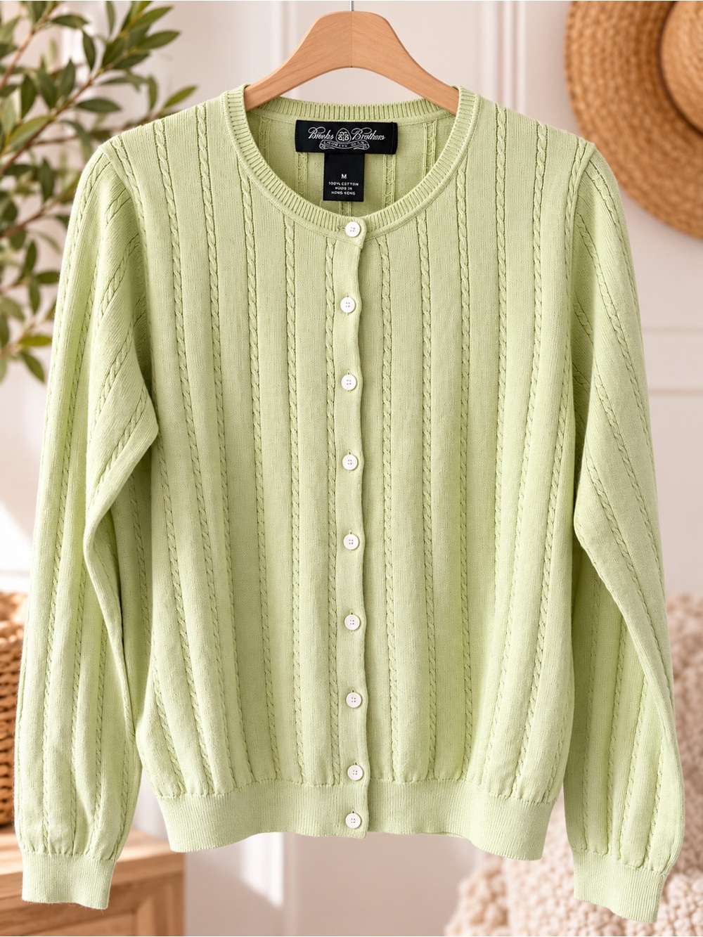 NWT Women’s Lightweight Button-Front Cardigan Sweater - Pale Green